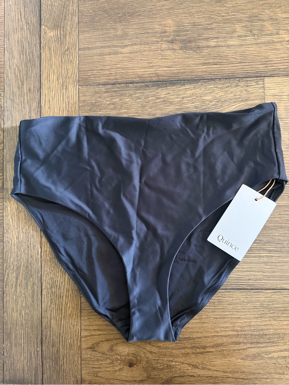 Quince Black High Waisted Swim Bottoms Large NWT Recycled Fabric